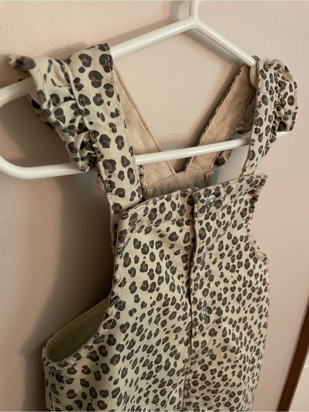 H&M Leopard Print Ruffle-Strap Overall Dress